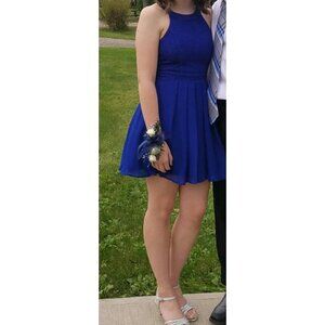 Macy's Blue Homecoming Dress with Bow on Back, Size 5